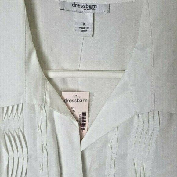 Vintage Dressbarn Women's White Blouse Pleated 1X - Picture 11 of 12